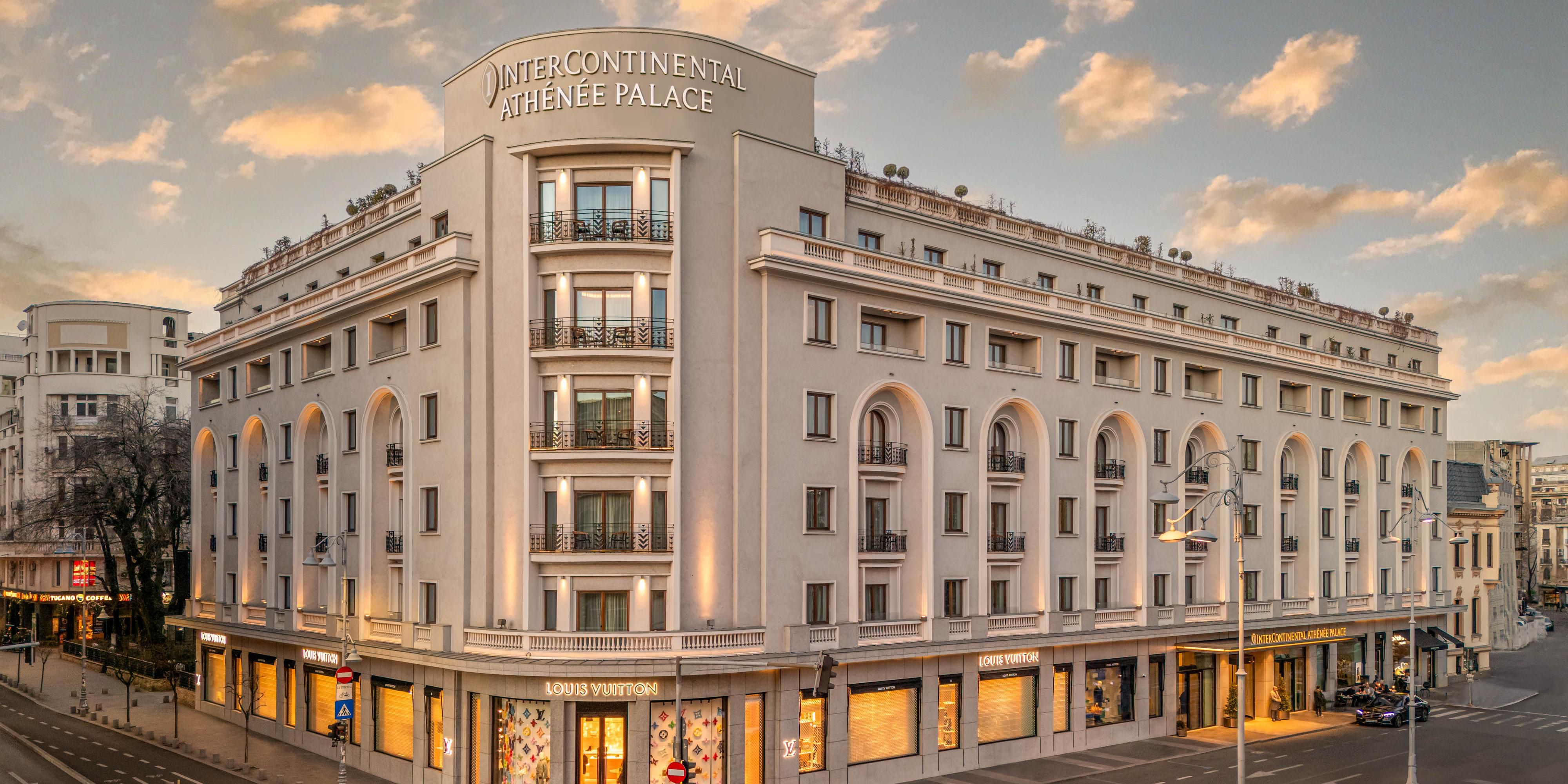 InterContinental Athenee Palace hotel at dusk