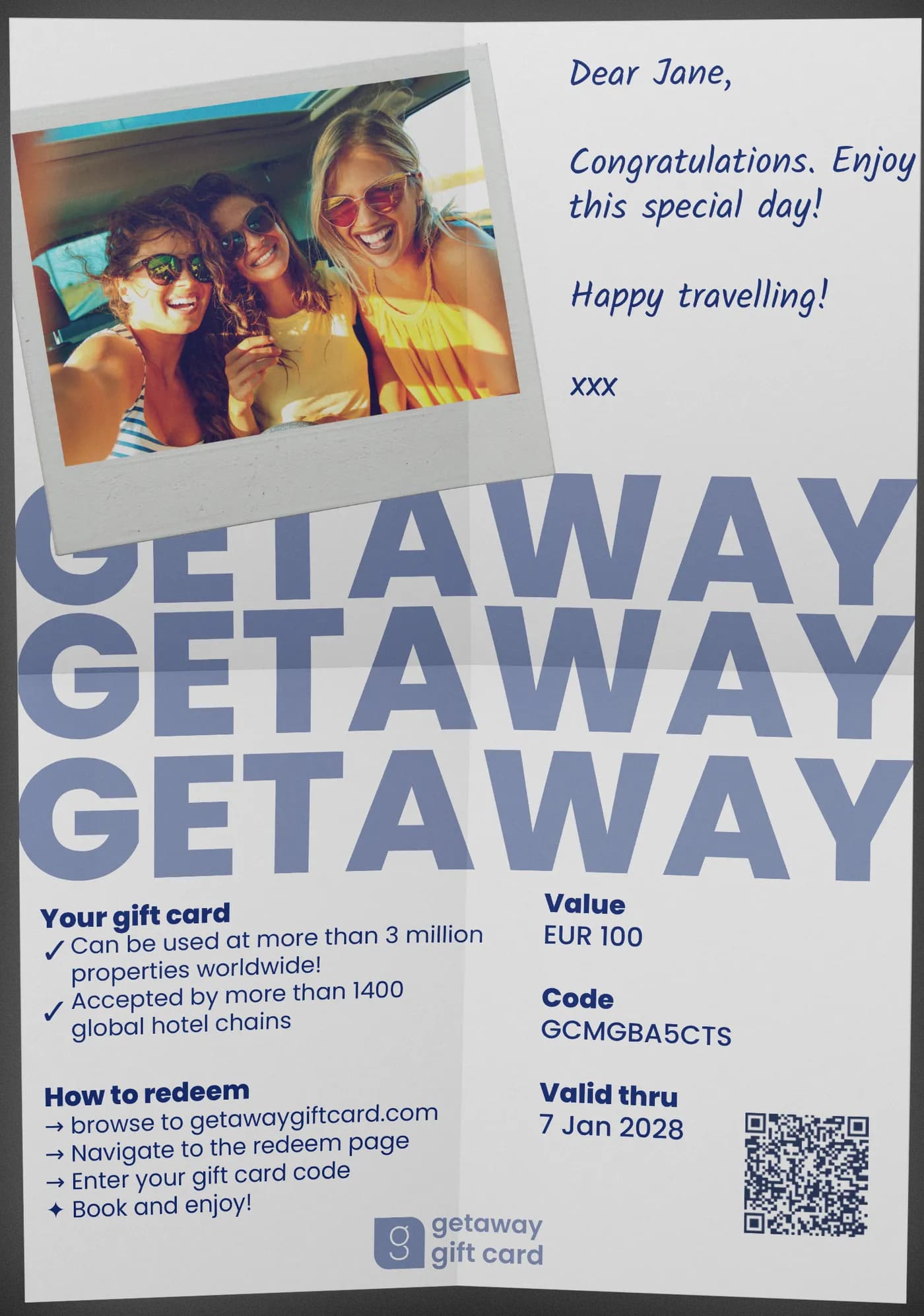 Printable PDF gift card — ready to print at home